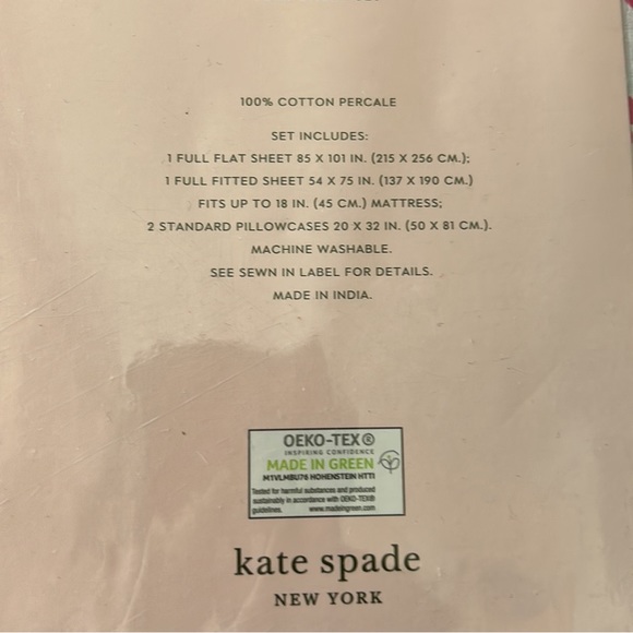 Kate Spade New York Cotton Percale Full Sheet Set (4PC) -floral on White - Picture 3 of 3